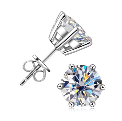 Moissanite-örhängen | 0,5–3 CT | 925 Sterling Silver, Guld/Vitguldspläterade