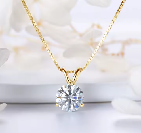 Lyxigt Moissanite "Varda" Halsband 2 ct sten – 8 mm Brilliant-cut | 925 Sterling Silver