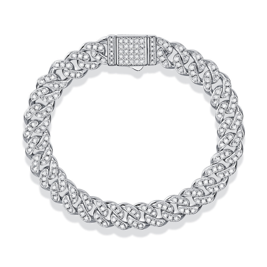 Silver Moissanite A Cuban Bracelet For Men