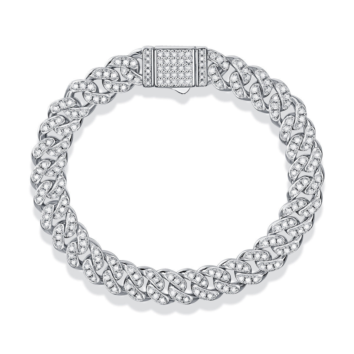 Silver Moissanite A Cuban Bracelet For Men