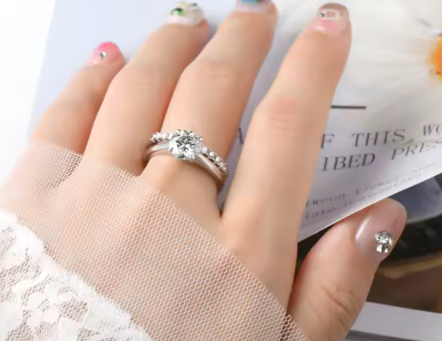 925 Sterling Silver Solitärring – Moissanite Elegans 2-1