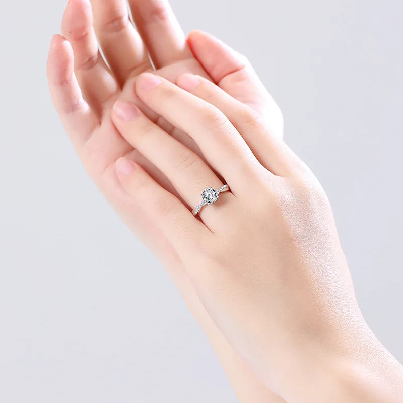 S925 Sterling Silver 1ct D Color Moissanite Ring