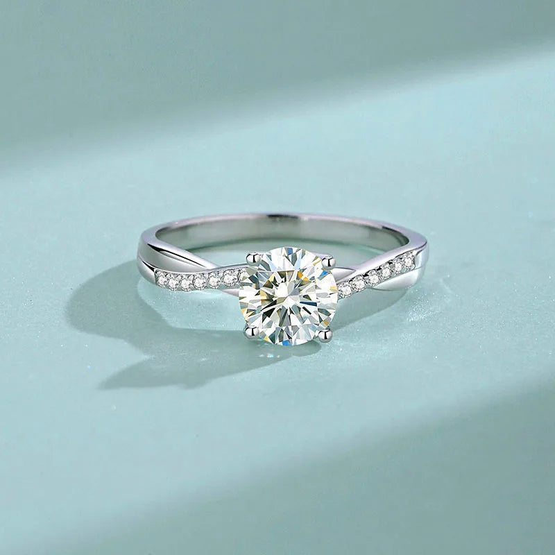 S925 Sterling Silver 1ct D Color Moissanite Ring