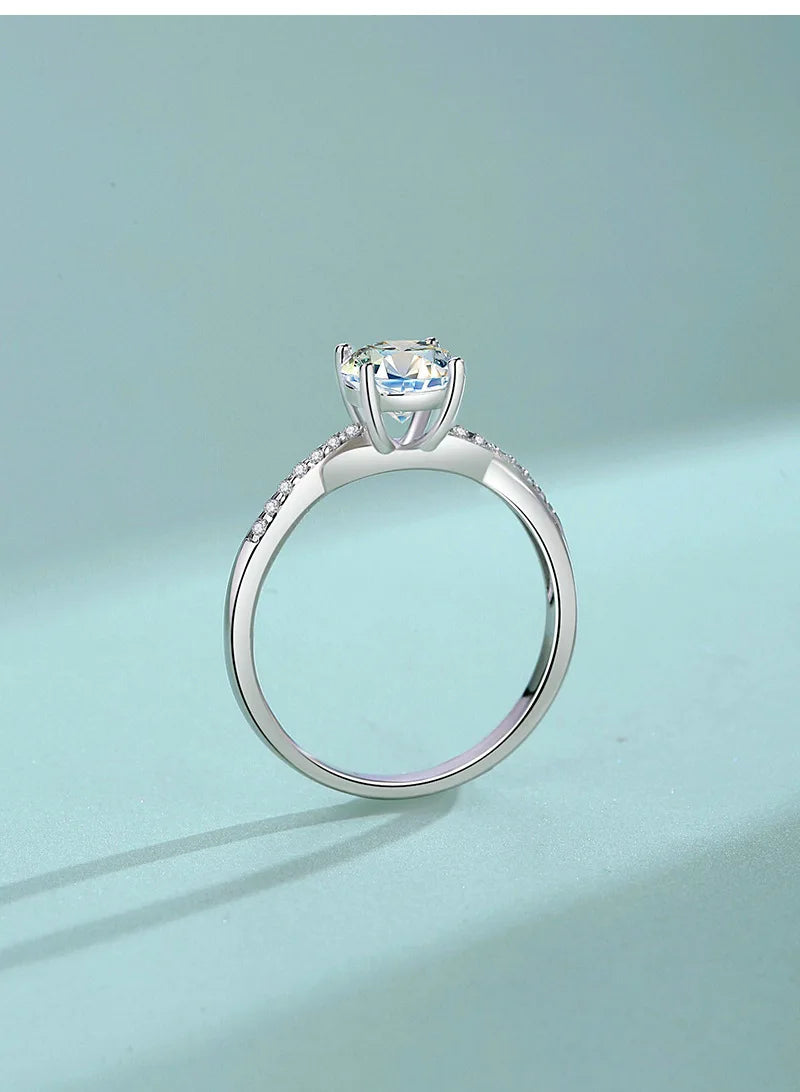 Fine Moissanite Jewelry Ring S925 Sterling Silver Four Claw Moissanite Wedding Engagement Ring