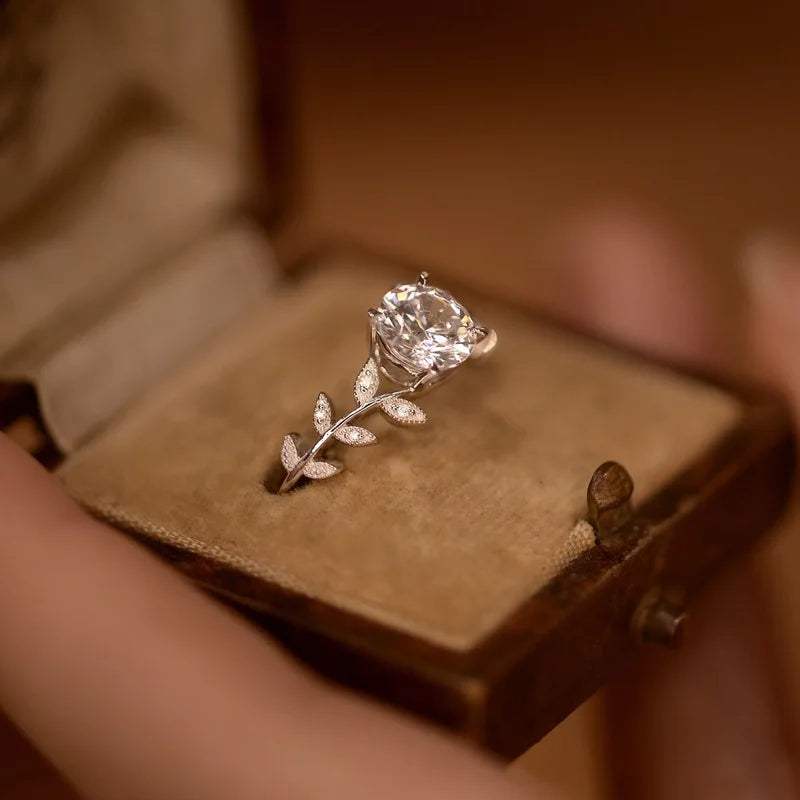 Leaf Moissanite Ring