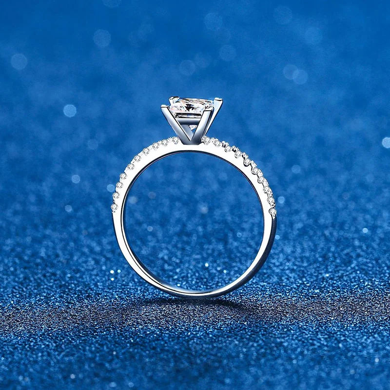Diamond Elongated Cushion Cut Moissanite Ring