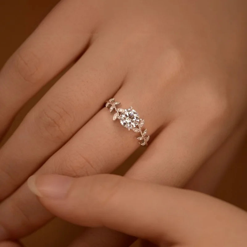 Leaf Moissanite Ring