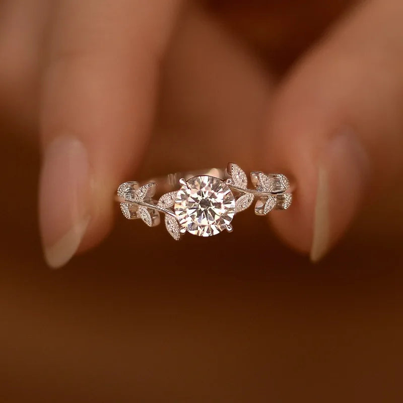 Leaf Moissanite Ring