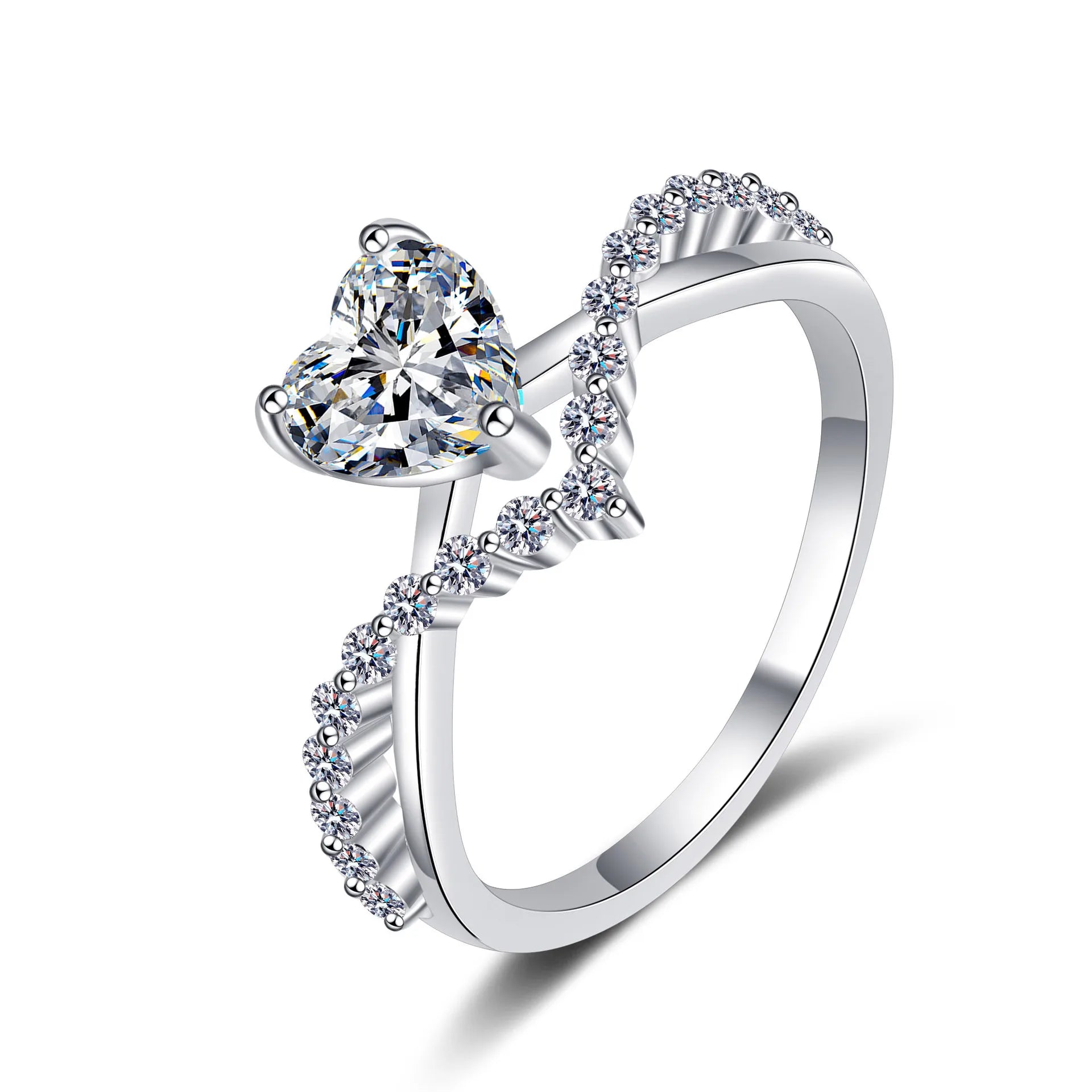 Luxury Heart Shape Moissanite 925 Silver Engagement Ring