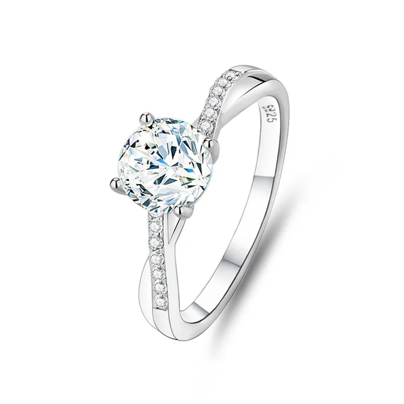 S925 Sterling Silver 1ct D Color Moissanite Ring
