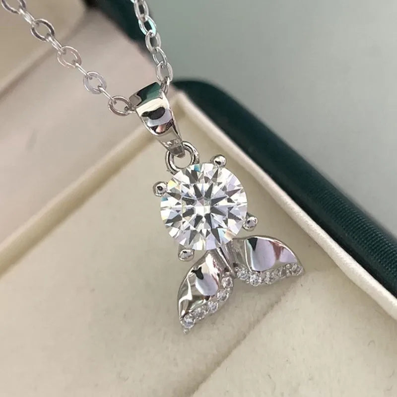 Mermaid Tail Sparkling Moissanite Necklace