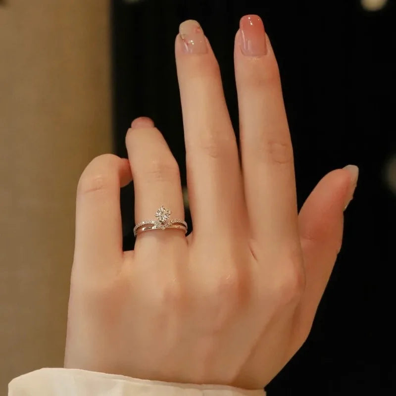 Exquisite 925 Sterling Silver Moissanite Ring