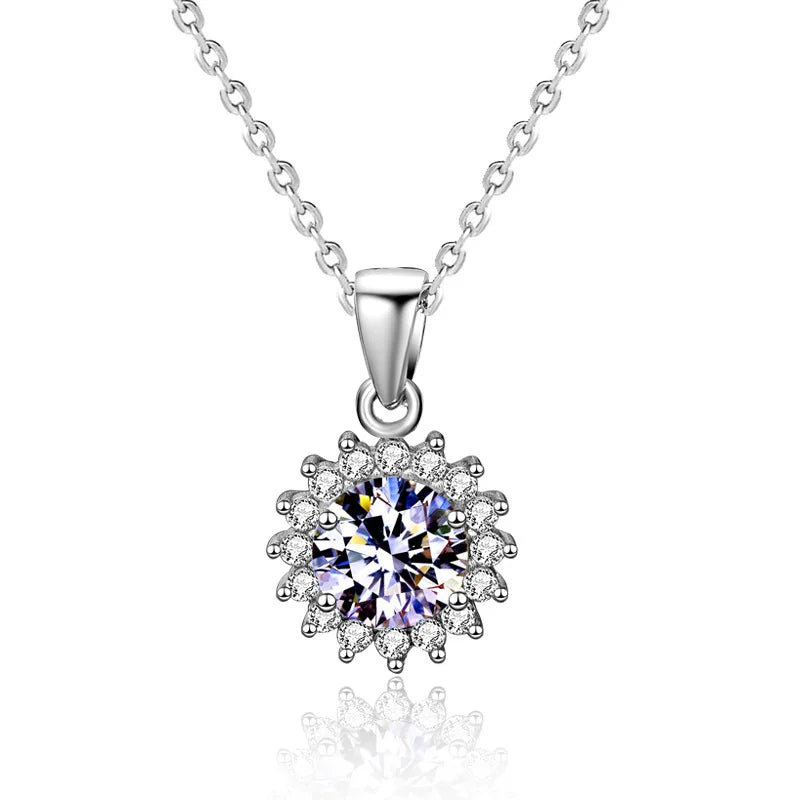 Sunflower Moissanite Diamond Charm Necklace