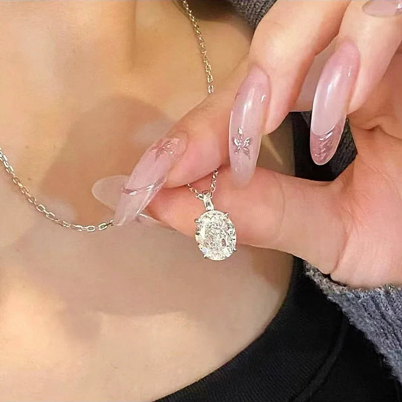 Moissanite Diamond 925 Sterling Silver Pendant Necklace for Women