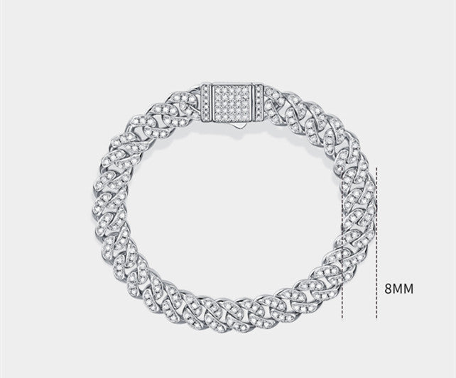Silver Moissanite A Cuban Bracelet For Men