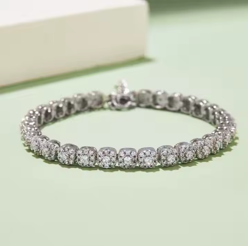 Moissanite Tennis armband – "Frey" 925 Sterling Silver, Justerbar Design