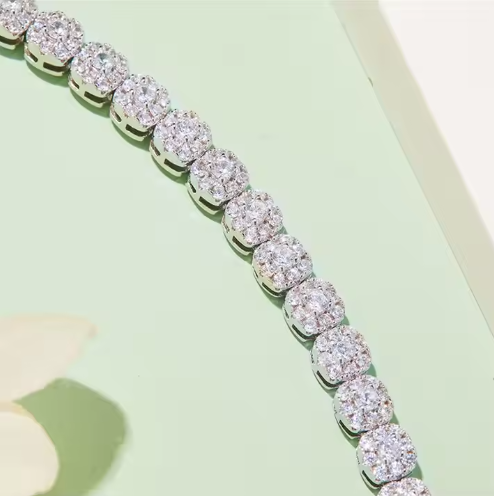 Moissanite Tennis armband – "Frey" 925 Sterling Silver, Justerbar Design