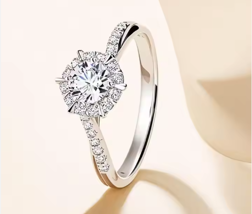 Förlovnings, bröllopsring Silver med Moissanite Luxs