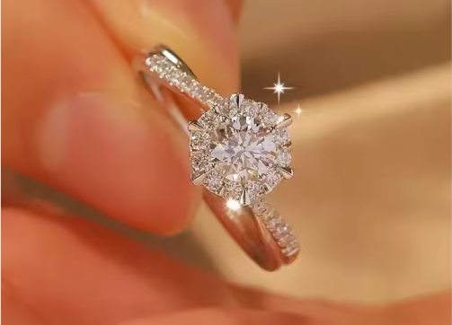 Förlovnings, bröllopsring Silver med Moissanite Luxs