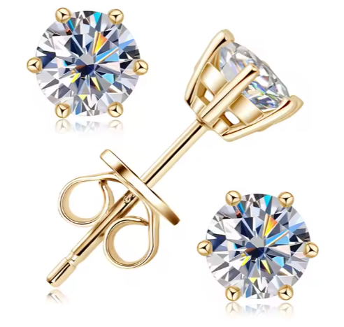 Moissanite-örhängen | 0,5–3 CT | 925 Sterling Silver, Guld/Vitguldspläterade