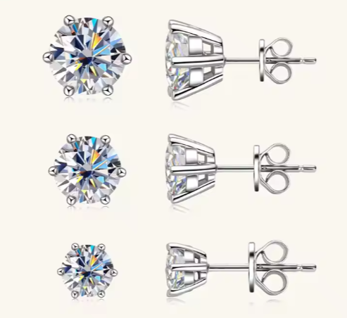 Moissanite-örhängen | 0,5–3 CT | 925 Sterling Silver, Guld/Vitguldspläterade