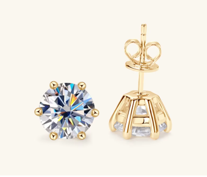Moissanite-örhängen | 0,5–3 CT | 925 Sterling Silver, Guld/Vitguldspläterade