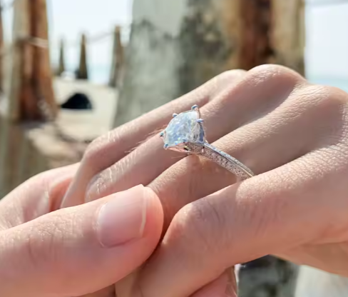 Moissanite Solitärring – 925 Sterling Silver Lyxig förlovningsring 3ct sten