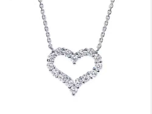 Moissanite Halsband i 925 Sterling Silver "Hearts"
