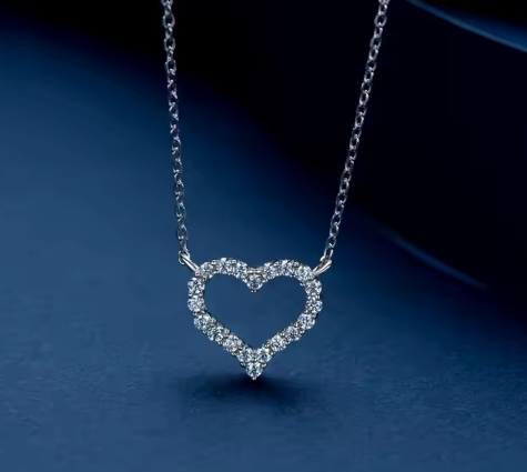 Moissanite Halsband i 925 Sterling Silver "Hearts"