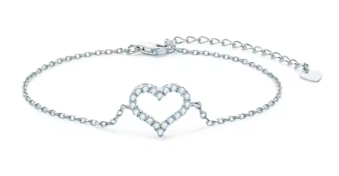 Hjärtformat Lyxhänge – 925 Sterling Silver med Glittrande Moissanit