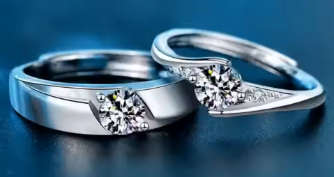 Minimalistisk Moissanite-ringar i S925 Sterling Silver för par