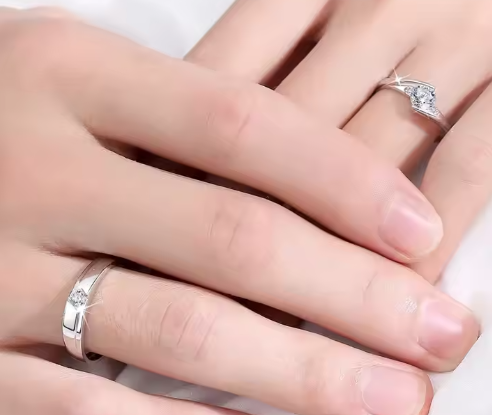 Minimalistisk Moissanite-ringar i S925 Sterling Silver för par
