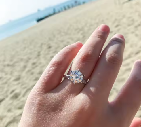 Moissanite Solitärring – 925 Sterling Silver Lyxig förlovningsring 3ct sten