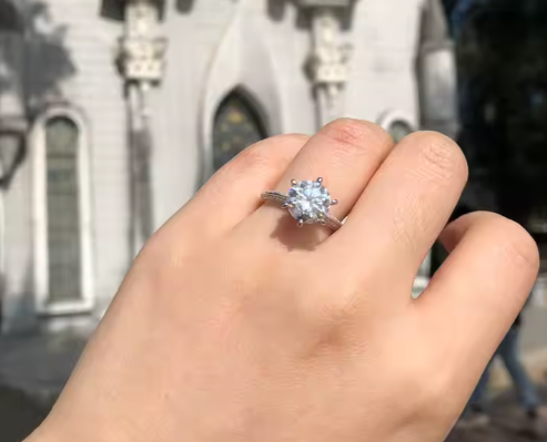 Moissanite Solitärring – 925 Sterling Silver Lyxig förlovningsring 3ct sten