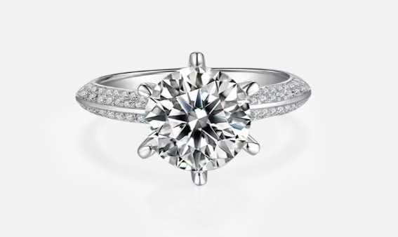 Moissanite Solitärring – 925 Sterling Silver Lyxig förlovningsring 3ct sten