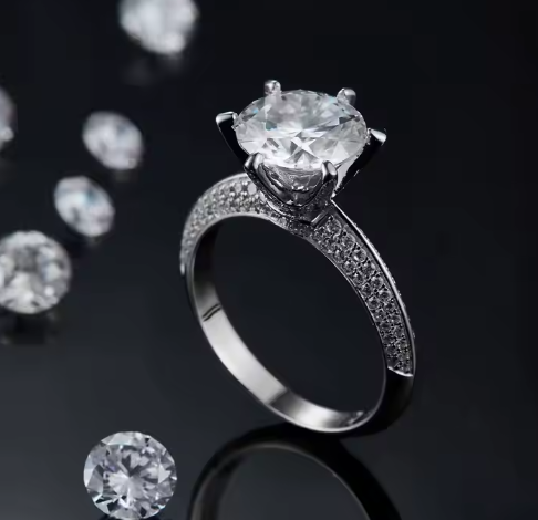 Moissanite Solitärring – 925 Sterling Silver Lyxig förlovningsring 3ct sten