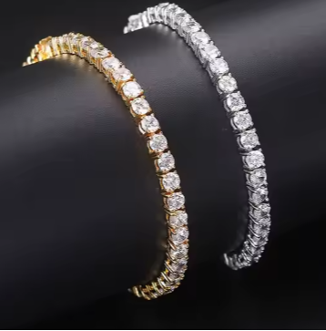 Elegant, klassisk Tennis armband Cluster Moissanit 925 Silver - "Fortuna"