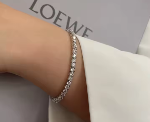 Elegant, klassisk Tennis armband Cluster Moissanit 925 Silver - "Fortuna"